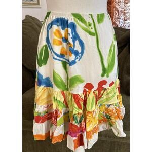 Jams World - Tiered Skirt Women's Small Floral Hawaiian Print USA Small Surf